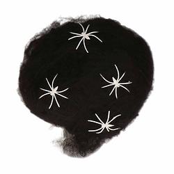 Foto van Boland decoratie spinnenweb/spinrag met spinnen - 60 gram - zwart - halloween/horror versiering - feestdecoratievoorwerp