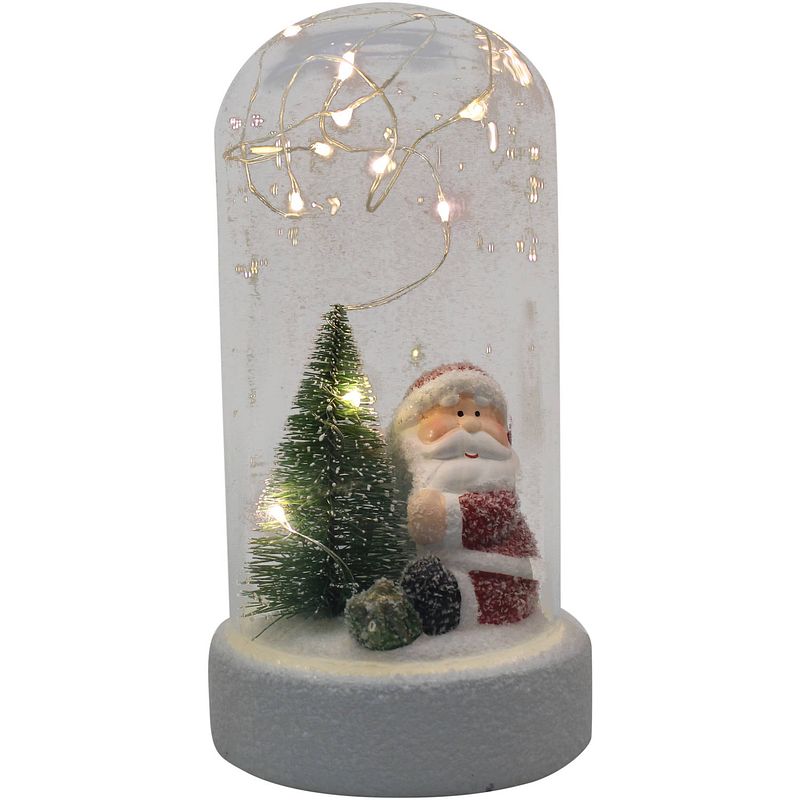 Foto van Peha kerststolp kerstman led 17,5 x 9,5 cm glas wit/rood