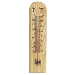 Foto van Binnen/buiten thermometer hout 20 x 5 cm - buitenthermometers