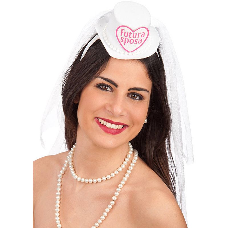 Foto van Carnival toys haarband met sluier futura sposa dames tule wit