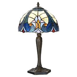 Foto van Lumilamp tiffany tafellamp ø 25x40 cm blauw glas tiffany bureaulamp blauw tiffany bureaulamp