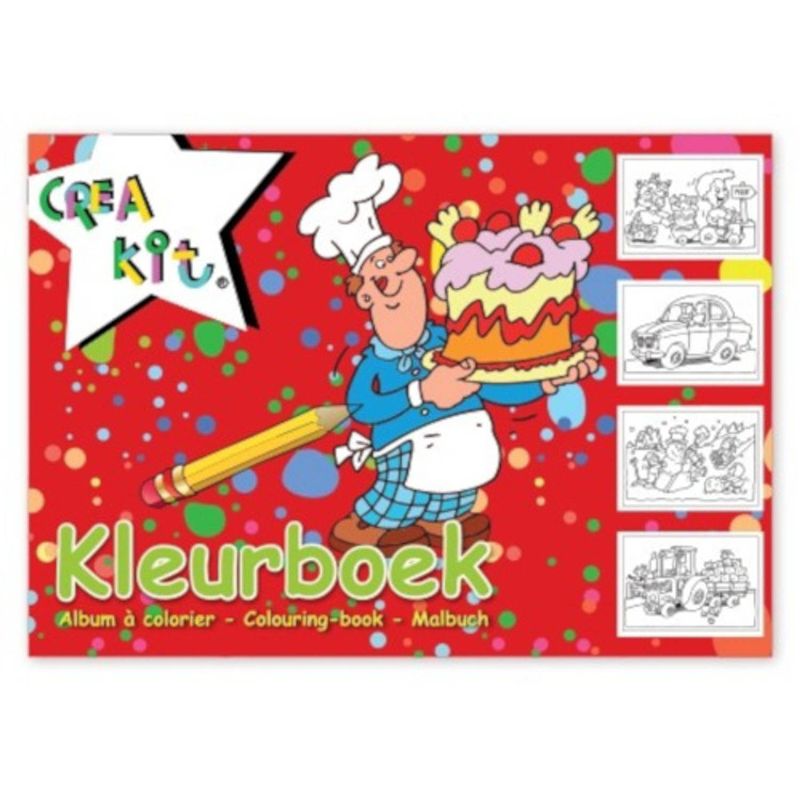 Foto van Crea-kit kleurboek junior a4 papier wit/rood 24 kleurplaten