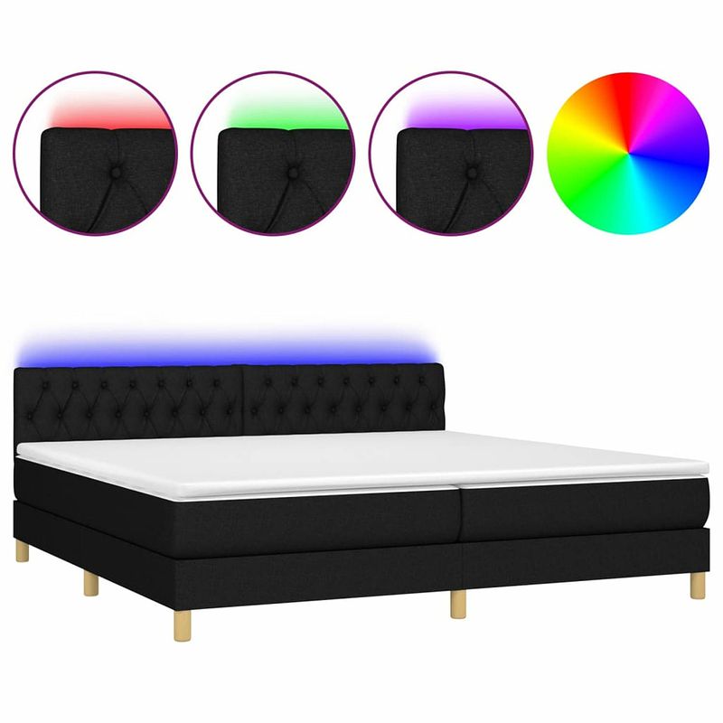 Foto van Vidaxl boxspring met matras en led stof zwart 200x200 cm