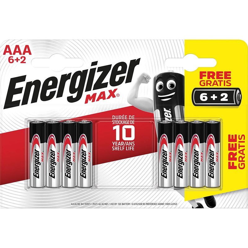 Foto van Energizer batterijen max aaa, blister van 6+2 gratis