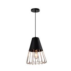 Foto van Quvio hanglamp langwerpig zwart met rosegoud frame - quv5179l-black