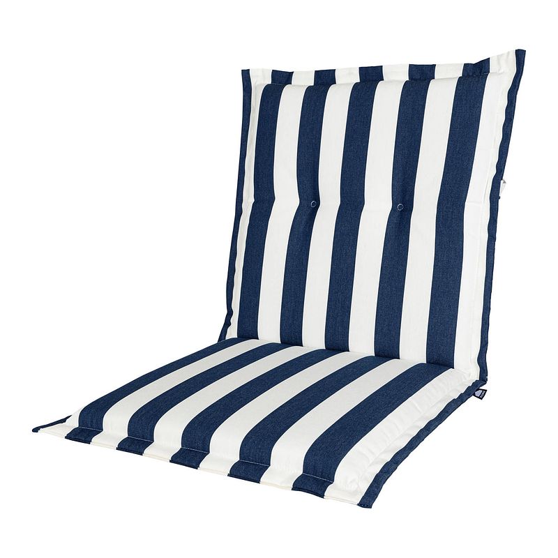 Foto van Kopu® mila navy - comfortabel tuinkussen met lage rug - blauw/wit