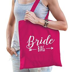 Foto van Bride bag katoenen tasje roze dames - feest boodschappentassen