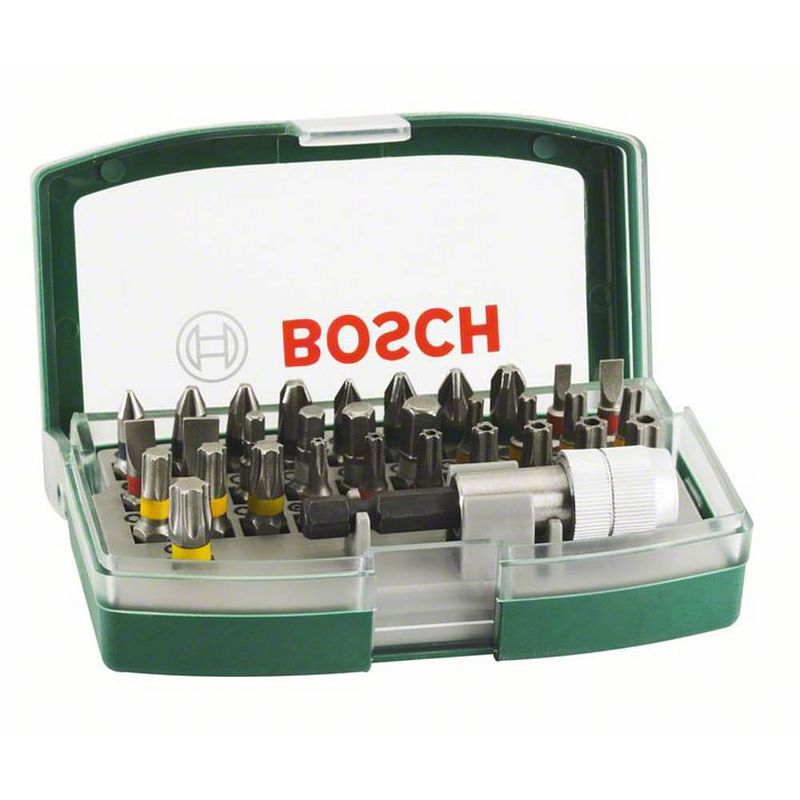 Foto van Bosch accessories promoline 2607017063 bitset 32-delig plat, kruiskop phillips, kruiskop pozidriv, inbus, binnen-t bo, binnen-zesrond (tx)