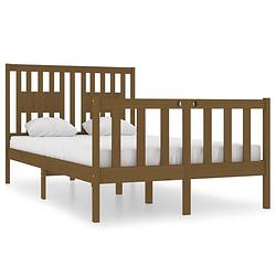 Foto van Vidaxl bedframe massief hout honingbruin 120x190 cm 4ft small double