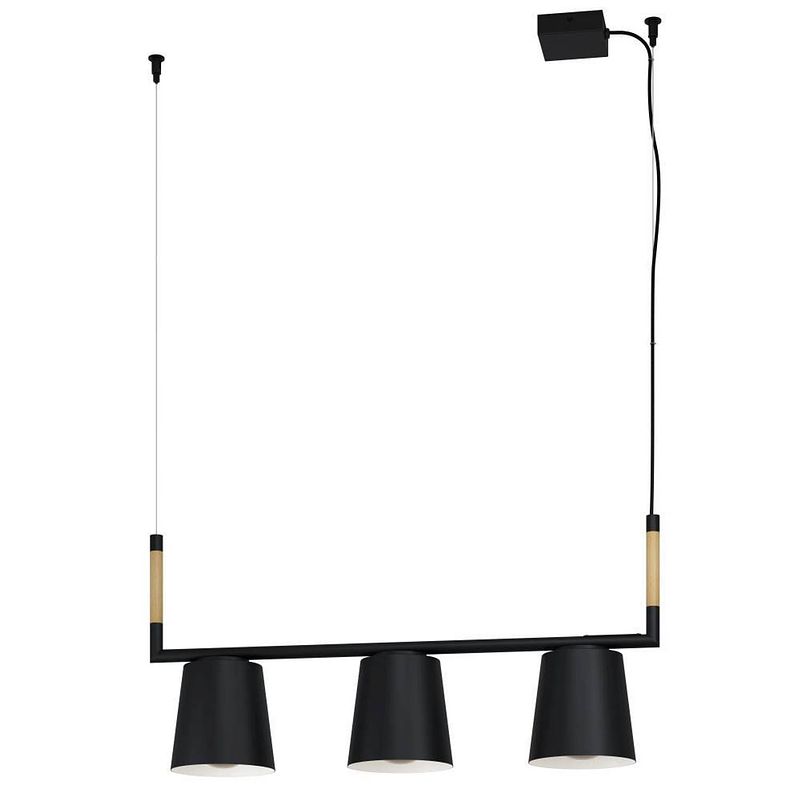 Foto van Eglo lacey hanglamp - e27(excl) - 78 cm - hout/staal - zwart/bruin