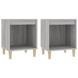 Foto van The living store nachtkastje - grijs sonoma eiken - set van 2 - 40x35x50 cm - duurzaam hout - voldoende opbergruimte