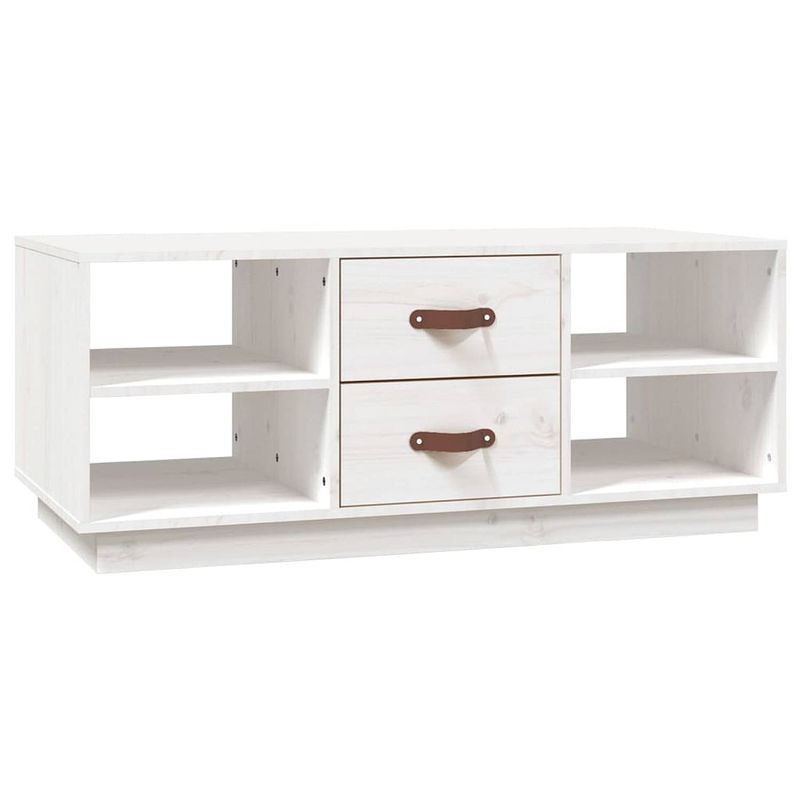 Foto van The living store salontafel grenenhout - wit - 100x50x41 cm