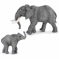Foto van Plastic speelgoed figuren setje olifanten familie van moeder en kind - speelfigurenset