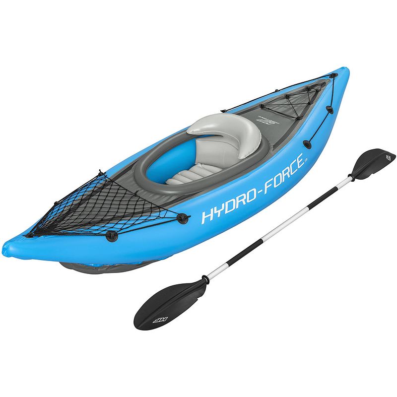 Foto van Bestway hydro force cove champion kayak - opblaasbaar - 1-persoons - met pomp en peddel - blauw