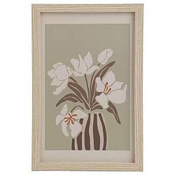 Foto van Poster bloemen met vaas - mdf/glas - 30x20 cm - leen bakker