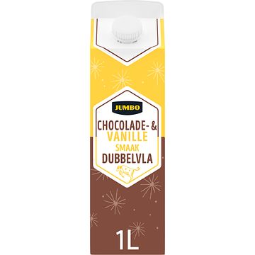 Foto van Jumbo dubbel vla chocolade & vanille smaak 1l