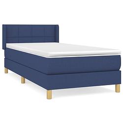 Foto van The living store boxspringbed - blauw - 203 x 83 x 78/88 cm - pocketvering matras - middelharde ondersteuning