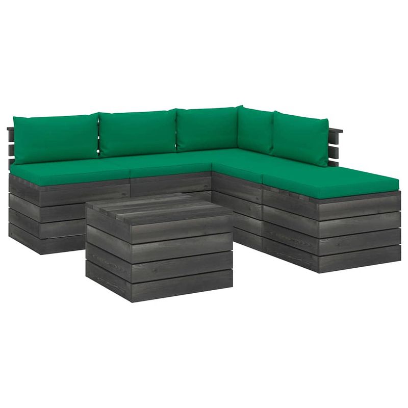 Foto van Vidaxl 6-delige loungeset met kussens pallet grenenhout