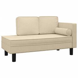 Foto van Vidaxl chaise longue met kussens en bolster stof crèmekleurig