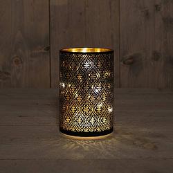 Foto van Anna'ss collection - cylinder glass baroque black/gold 10x15cm / 8led warm w