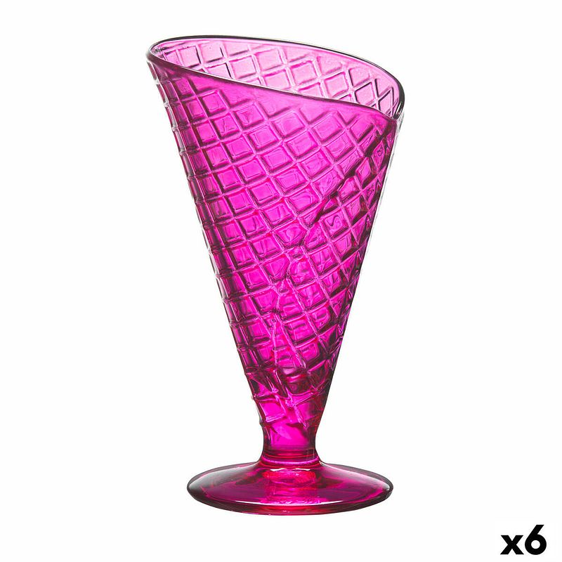 Foto van Glas voor ijs en milkshakes gelato fuchsia glas 210 ml (6 stuks)