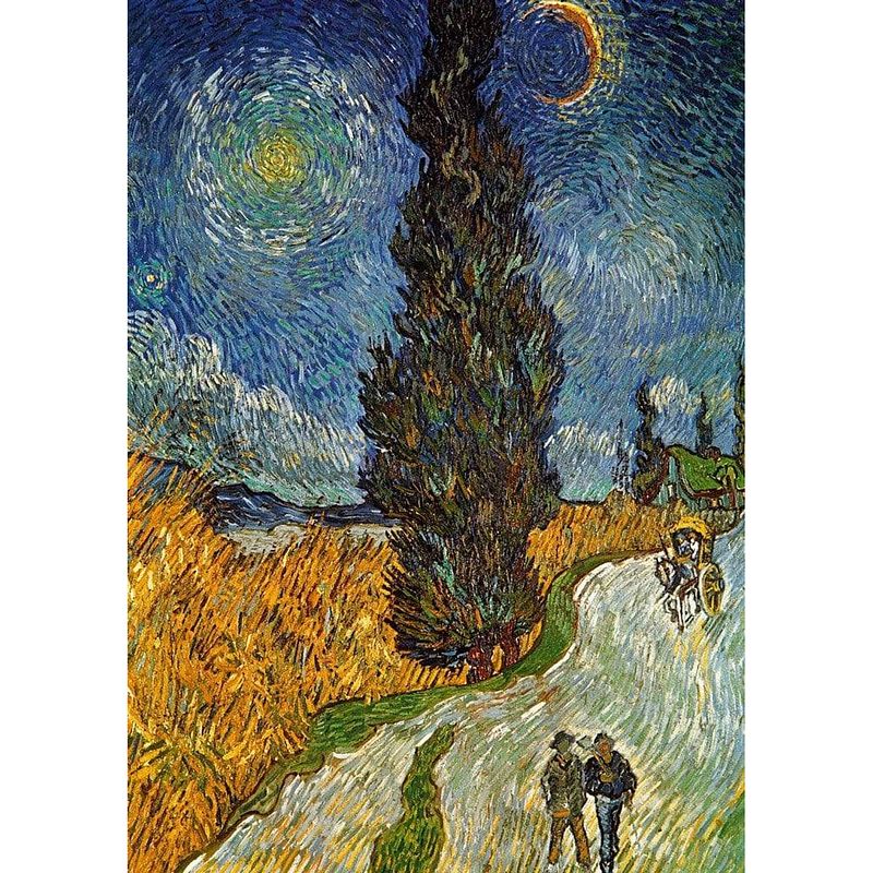 Foto van Vincent van gogh - landstrasse mit zypresse und stern kunstdruk 21x29.7cm