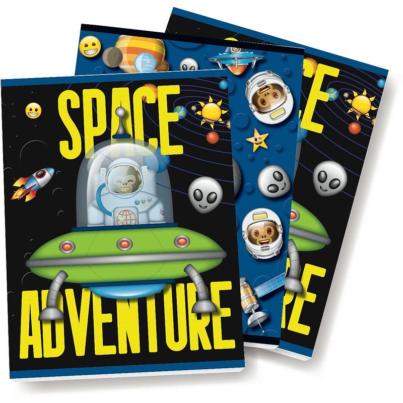 Foto van Emoji - space monkey schriften lijn a5 kleine schriften - 3 stuks