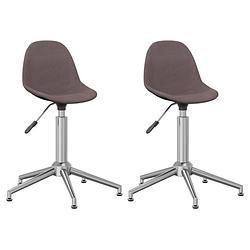 Foto van Vidaxl eetkamerstoelen draaibaar 2 st stof taupe