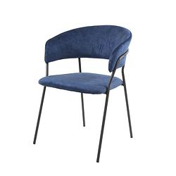 Foto van Giga meubel - eetkamerstoel velvet blauw - zithoogte 46cm - incl. armleuning