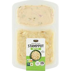 Foto van 2 voor € 6,00 | jumbo stamppot witlof met hamreepjes in kaassaus 500g aanbieding bij jumbo