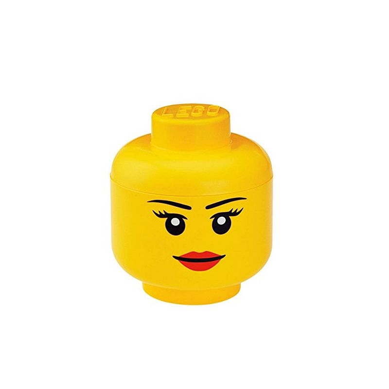 Foto van Set van 2 - opbergbox iconic hoofd girl 24 cm, geel - lego