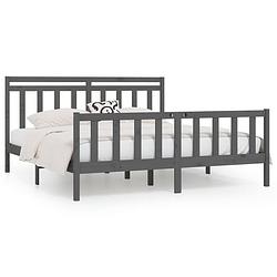 Foto van Vidaxl bedframe massief grenenhout grijs 180x200 cm 6ft super king