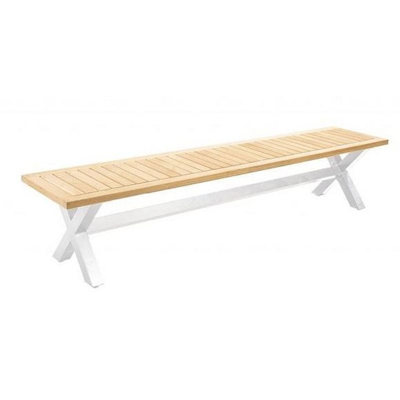 Foto van Yoi - wakai bench 217x45cm. alu white/teak