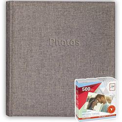 Foto van Fotoboek/fotoalbum met 30 paginas bruin 29 x 31 x 4 cm inclusief plakkers - fotoalbums