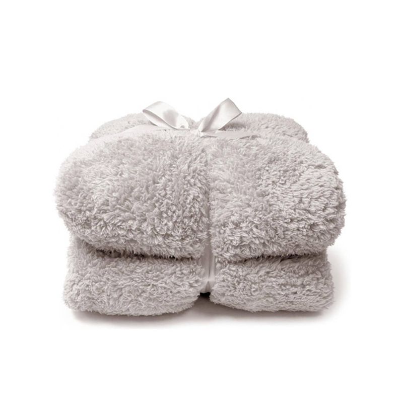 Foto van Unique living teddy fleece plaid - fleece polyester - 150x200 cm - pebble