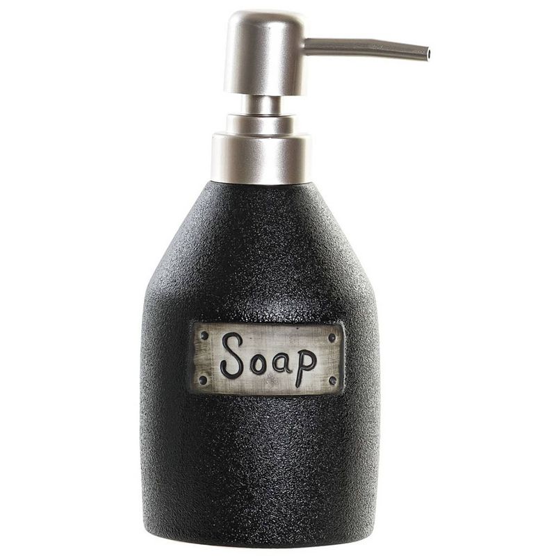 Foto van Zeeppompje/zeepdispenser zwart polystone 350 ml - zeeppompjes