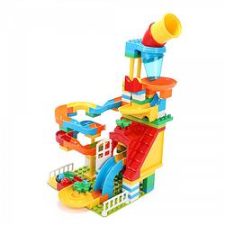 Foto van Toi-toys knikkerbaan blocks junior groen/rood/blauw 133 stuks