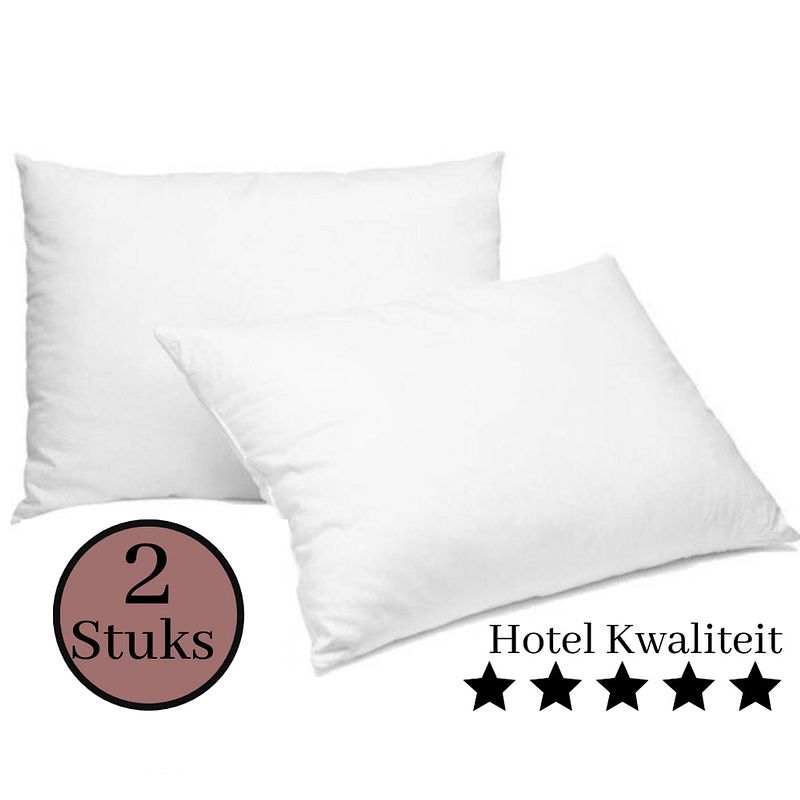 Foto van Droomtextiel hotel hoofdkussens 60 x 70 cm 2 stuks anti allergie - 100% percale katoenen tijk