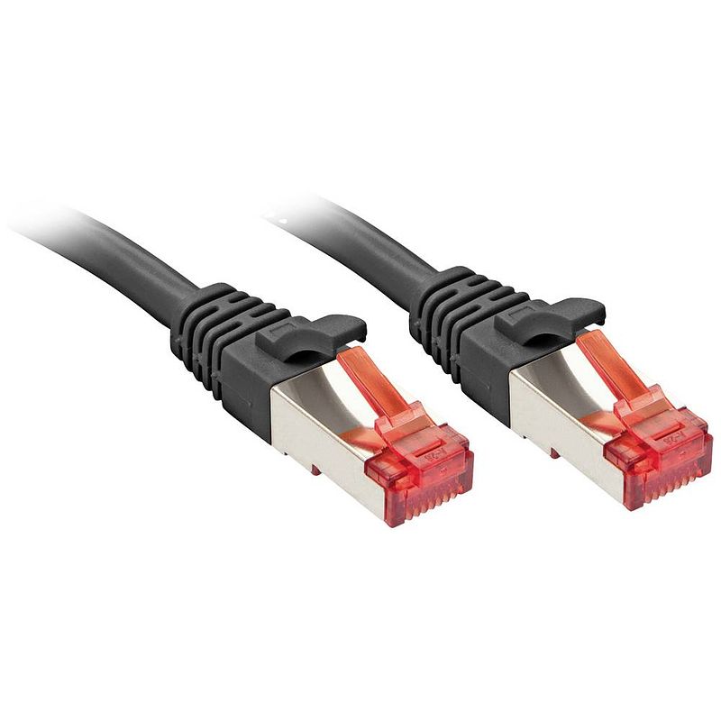 Foto van Lindy 47393 rj45 netwerkkabel, patchkabel cat 6 s/ftp 1.5 m zwart 1 stuk(s)