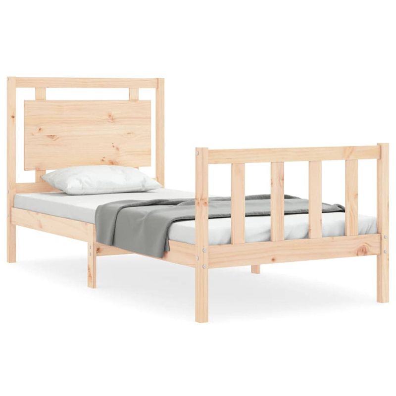 Foto van The living store houten bedframe - grenenhout - 205.5 x 95.5 x 100 cm - multiplex lattenbodem