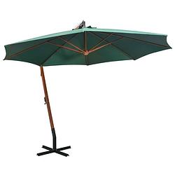 Foto van Vidaxl zweefparasol 350 cm houten paal groen