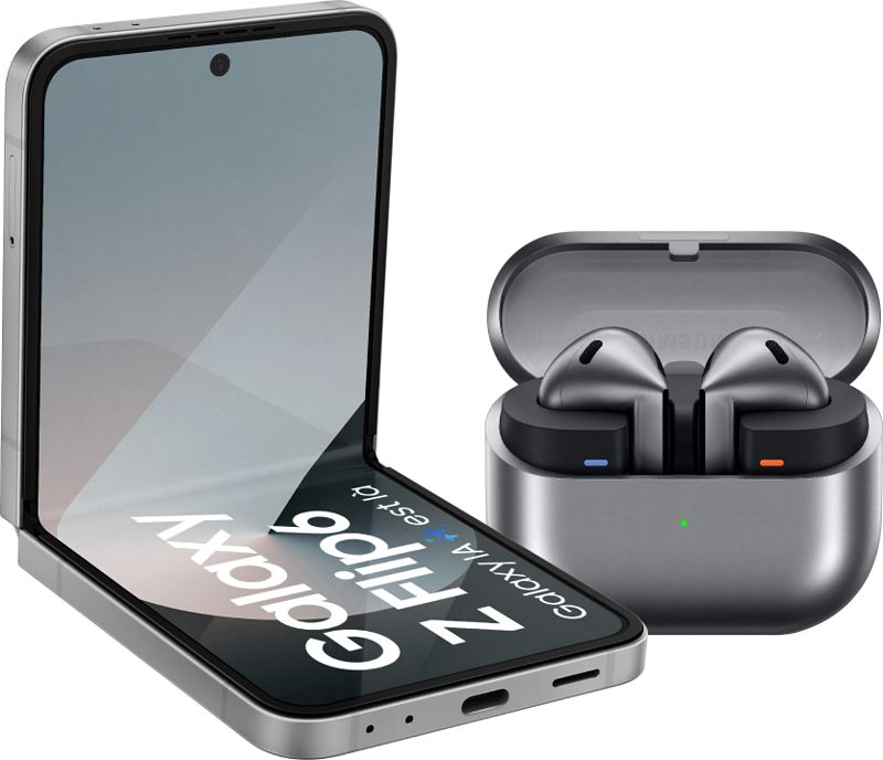 Foto van Samsung galaxy z flip 6 256gb zilver 5g + samsung galaxy buds3