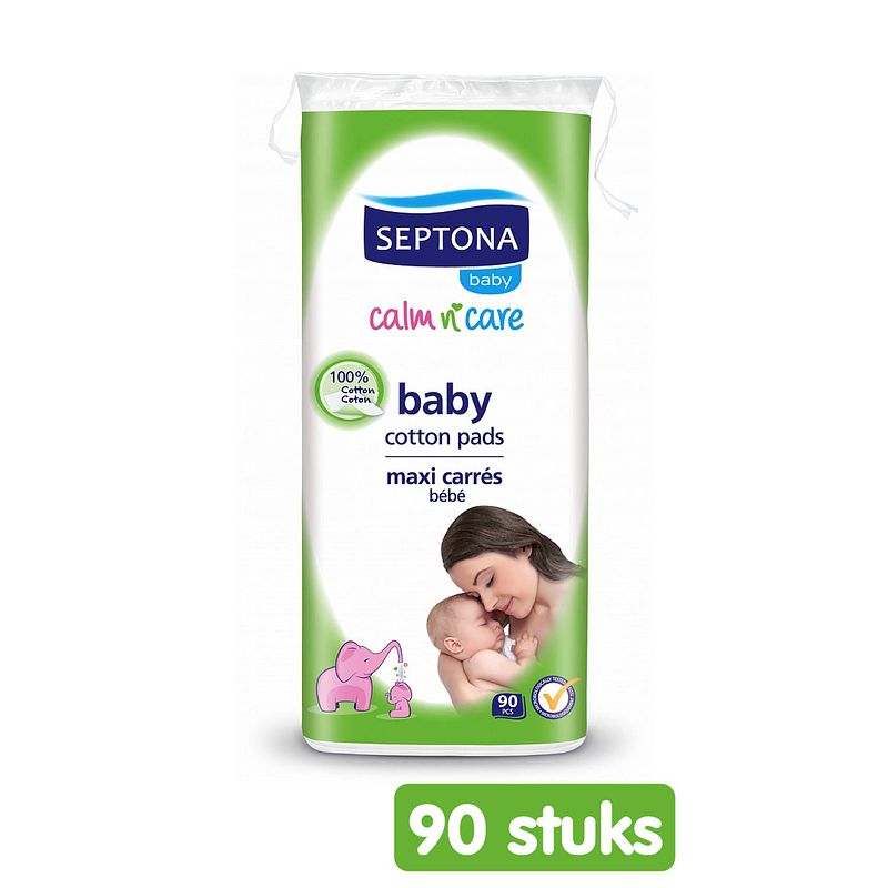 Foto van Septona baby - wattenschijfjes - 100% katoen - 90 pads - super absorberend