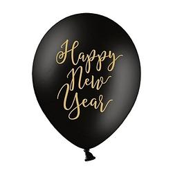 Foto van 6x zwarte happy new year ballonnen oud en nieuw/nieuwjaar - ballonnen