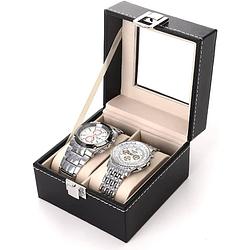 Foto van Lowander horlogebox - horlogedoos voor heren & dames - 2 horloges - zwart