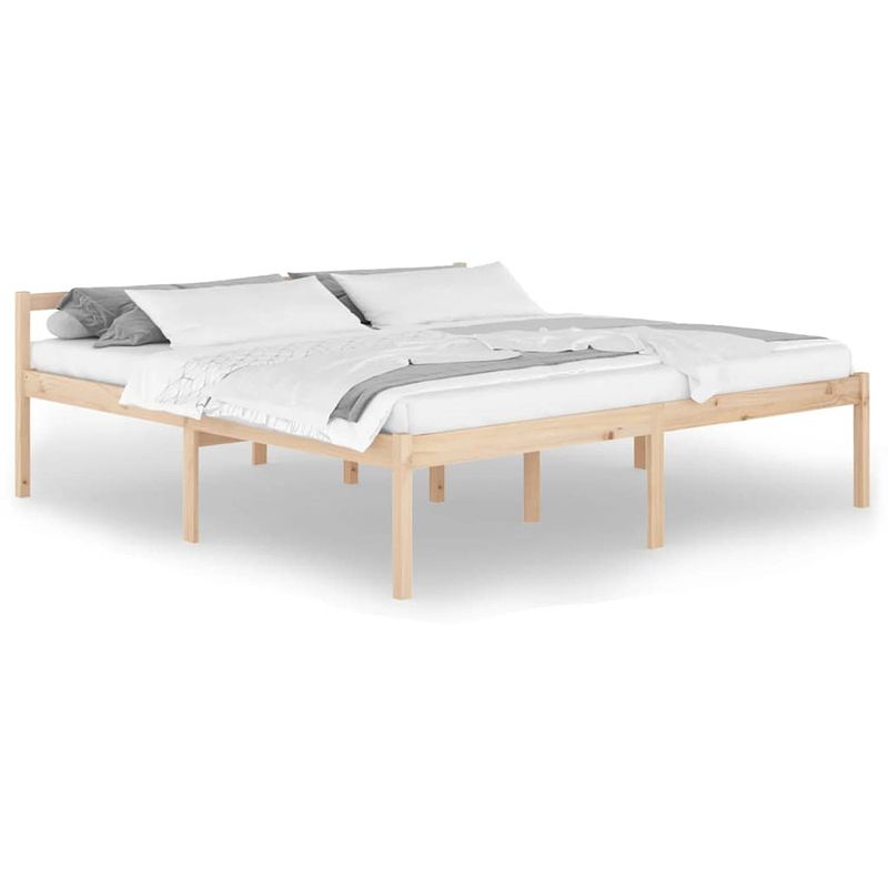 Foto van The living store bedframe nordisch - 205.5 x 165.5 x 70.5 cm - grenenhout - matras 200 x 200 cm