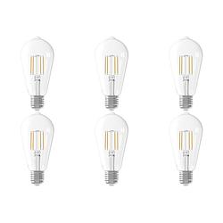 Foto van Calex - led lamp 6 pack - filament st64 - e27 fitting - 6w - warm wit 2700k - transparant helder