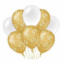 Foto van Paperdreams 65 jaar leeftijd thema ballonnen - 24x - goud/wit - verjaardag feestartikelen - ballonnen