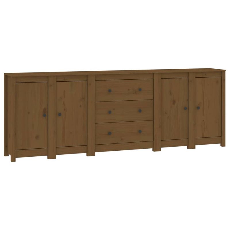 Foto van Vidaxl dressoir 230x35x80 cm massief grenenhout honingbruin