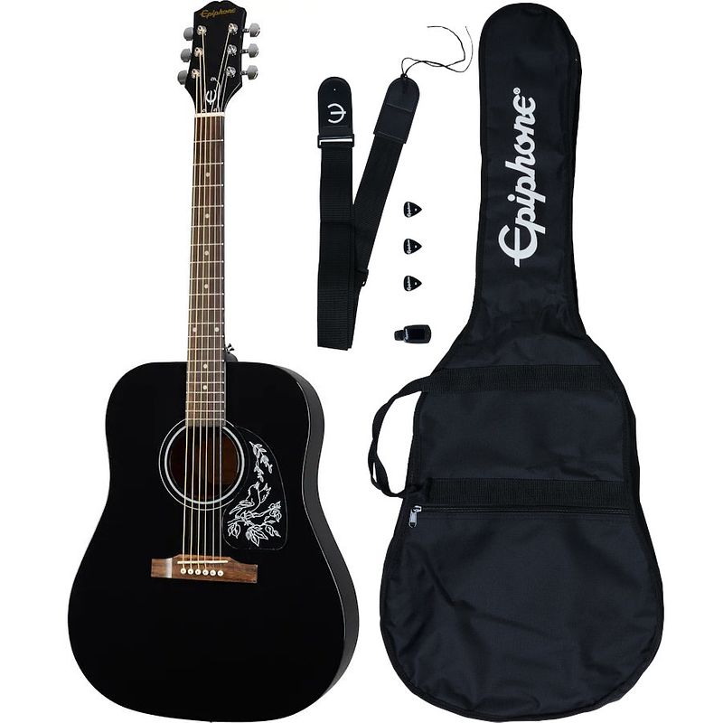 Foto van Epiphone starling acoustic guitar player pack ebony akoestische westerngitaar set